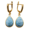 Kolczyki - Larimar łza w srebrze złoconym