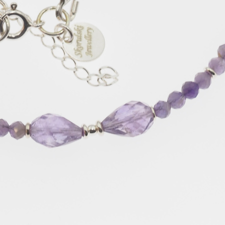 Naszyjnik regulowany - Ametyst fasetowany i srebro (41,5 cm + 3,5 cm)