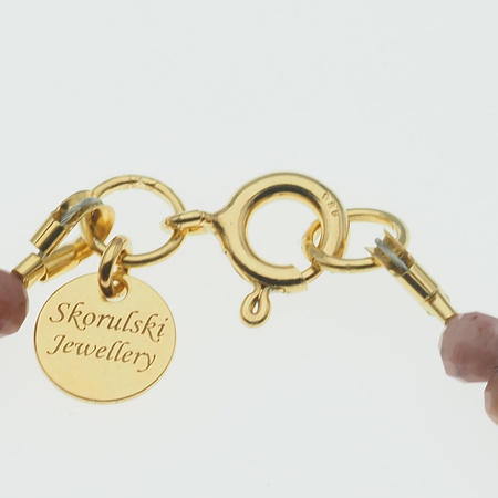 Bransoletka - Rodochrozyt fasetowane kulki i srebro złocone