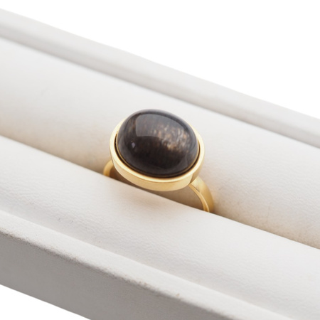 Pierścionek z owalnym Kamieniem Słonecznym w srebrze złoconym