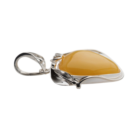 Zawieszka - Bursztyn mleczny łza w srebrze