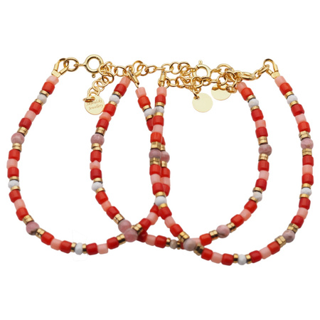 Bransoletka - Koral, Rodochrozyt, Howlit, Hematyt i srebro złocone