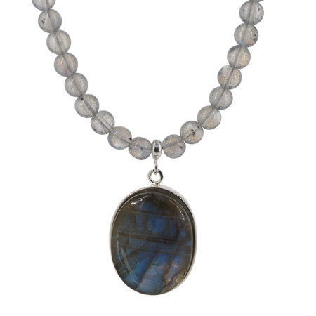 Naszyjnik z zawieszką - Labradoryt i srebro