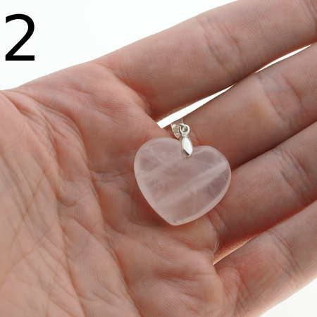 Zawieszka - Kwarc Różowy serce w srebrze