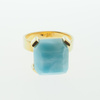 Pierścionek regulowany - kwadratowy Larimar w srebrze złoconym