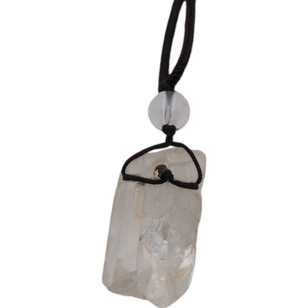 Naszyjnik regulowany- surowy Kryształ Górski na sznurku