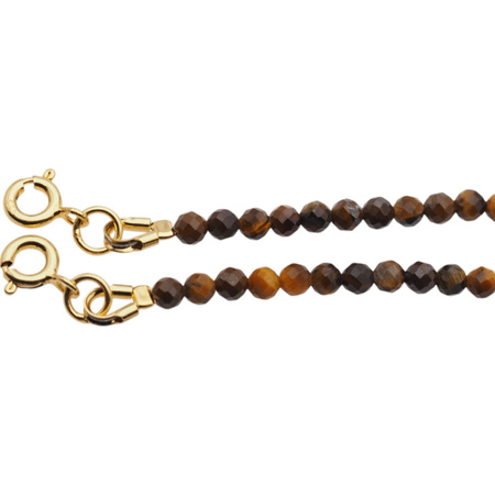 Bransoletka - Tygrysie Oko fasetowane kulki i srebro złocone