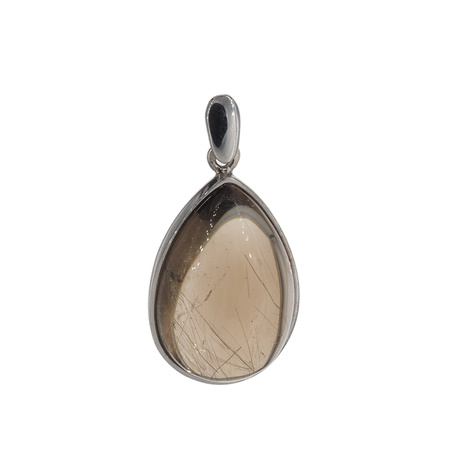 Zawieszka z Kwarcem Rutylowym ze złotą nitką w srebrze rodowanym