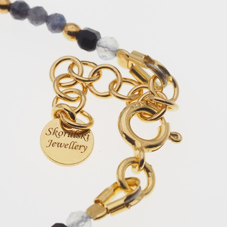 Bransoletka znak zodiaku waga - mix kamieni i srebro złocone