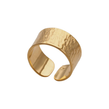 Pierścionek - obrączka młotkowana w srebrze złoconym