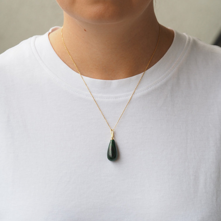 Zawieszka - malachit kropla w srebrze złoconym