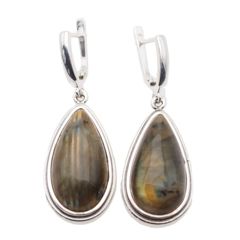 Kolczyki z Labradorytem w srebrze oksydowanym