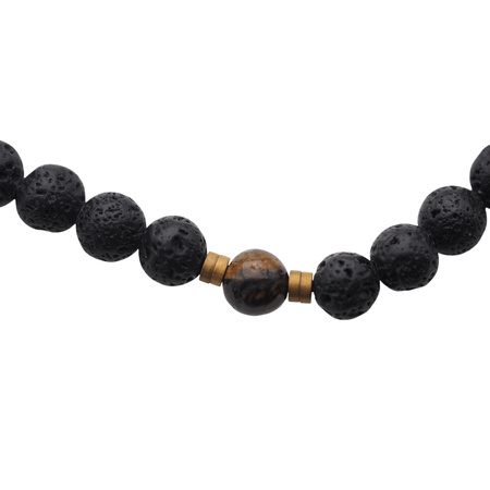 Bransoletka męska na gumce - Bronzyt, lawa i Hematyt