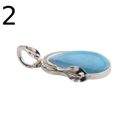 Zawieszka - larimar łza w srebrze z liśćmi
