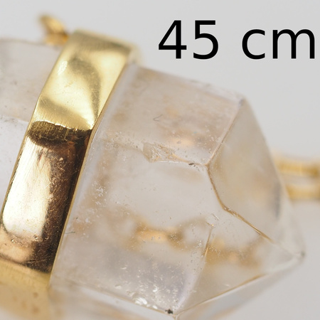 Naszyjnik - Kryształem Górskim sopel w okuciu na łańcuszku złoconym