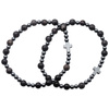Bransoletka różaniec na gumce - czarny Turmalin, Jaspis, hematyt