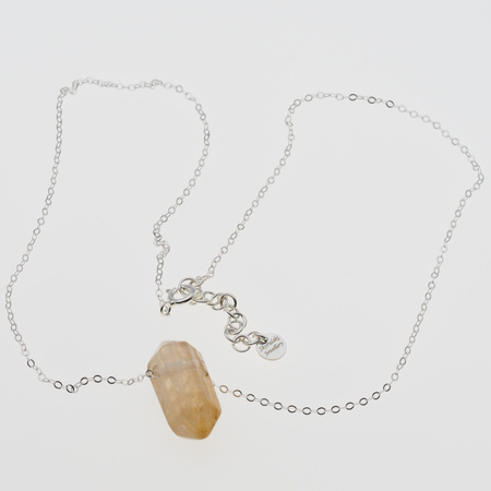 Naszyjnik - Cytryn (Kwarc Żółty) sopel  na łańcuszku srebrnym