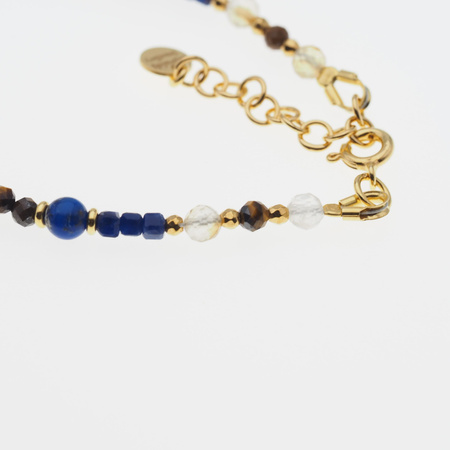 Bransoletka znak zodiaku panna - mix kamieni i srebro złocone