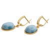 Kolczyki - Larimar owalny w srebrze złoconym