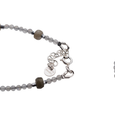 Bransoletka - Labradoryt , Topaz, Hematyt i srebro