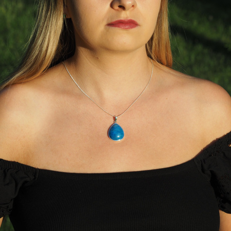 Zawieszka - Apatyt łza 26x21 mm w srebrze