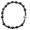 Bransoletka różaniec na gumce - czarny Turmalin, Jaspis, hematyt
