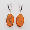 Kolczyki - koniakowy Bursztyn owalny i srebro