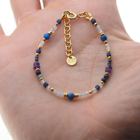 Bransoletka znak zodiaku strzelec - mix kamieni i srebro złocone