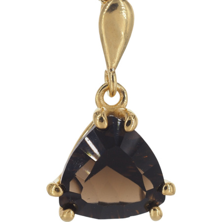 Zawieszka - Kwarc dymny trójkąt (szlif diamentowy) w srebrze złoconym