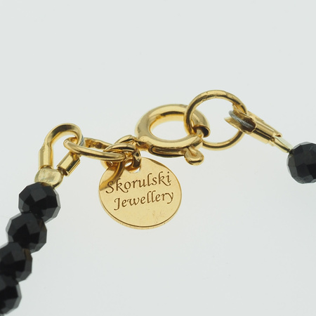 Bransoletka - cięty Turmalin czarny. Hematyt i srebro złocone