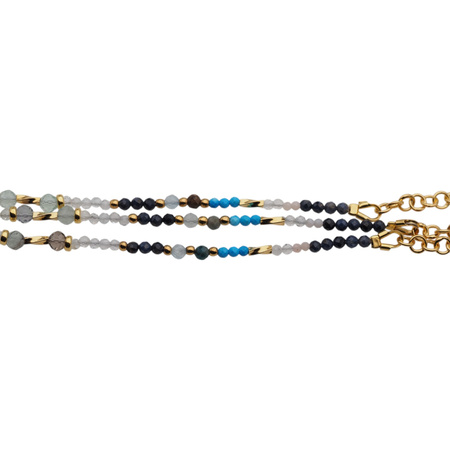 Bransoletka znak zodiaku wodnik - mix kamieni i srebro złocone