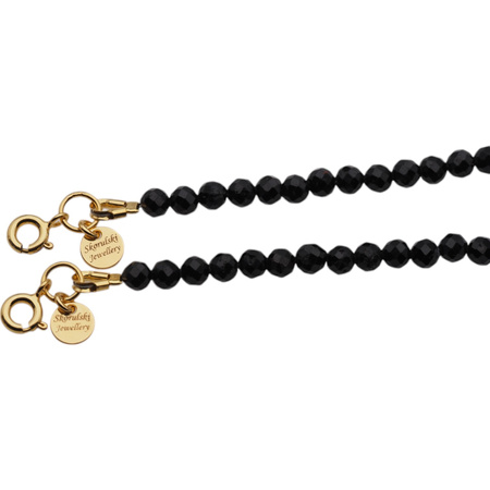 Bransoletka - cięty Turmalin czarny i srebro złocone