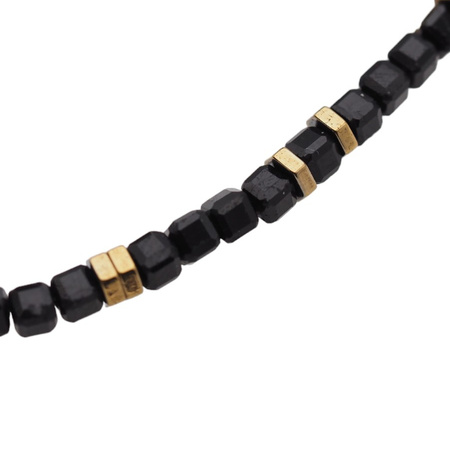 Bransoletka obfitości i ochrony - Cytryn, Turmalin czarny, Kwarc Różowy, koniczynka i srebro złocone