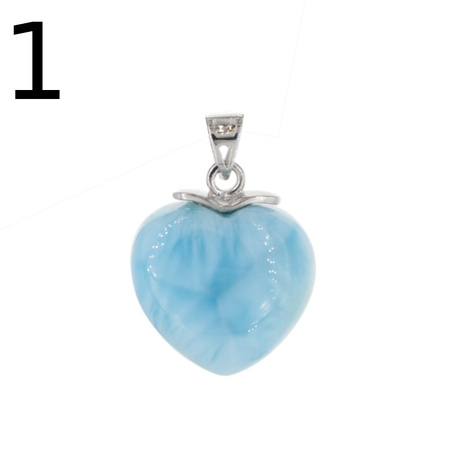 Zawieszka - larimar serce w srebrze rodowanym