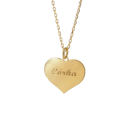 Naszyjnik serce z napisem - srebro złocone
