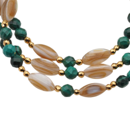 Bransoletka mix - Malachit, Muszla, Hematyt i srebro złocone