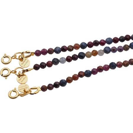 Bransoletka - Szafir i Rubin fasetowane kulki