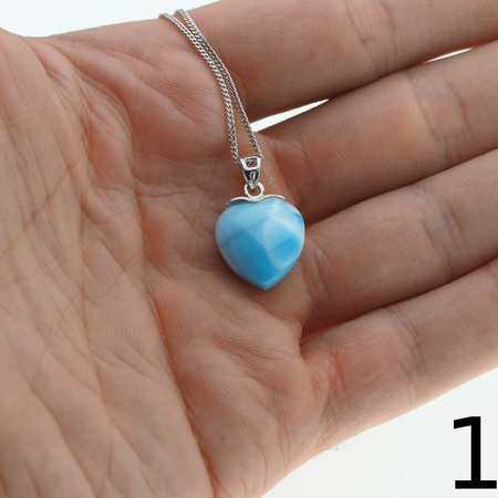 Naszyjnik z zawieszką - larimar serce w srebrze rodowanym