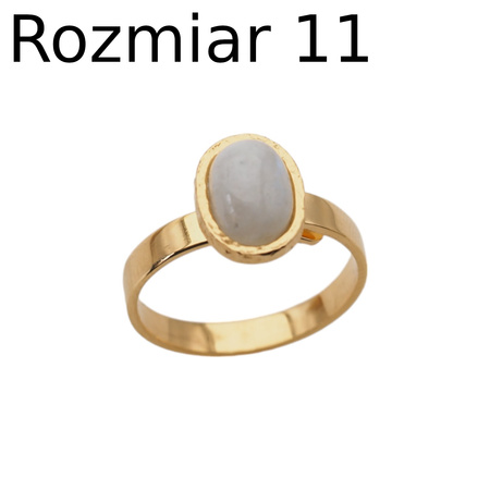 Pierścionek regulowany - Kamień Księżycowy owal i srebro złocone