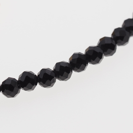 Naszyjnik- Turmalin czarny kulki, zawieszka oko proroka i srebro złocone