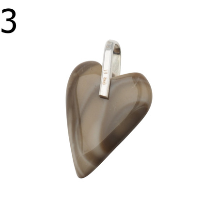 Zawieszka serce - Krzemień Pasiasty i srebro