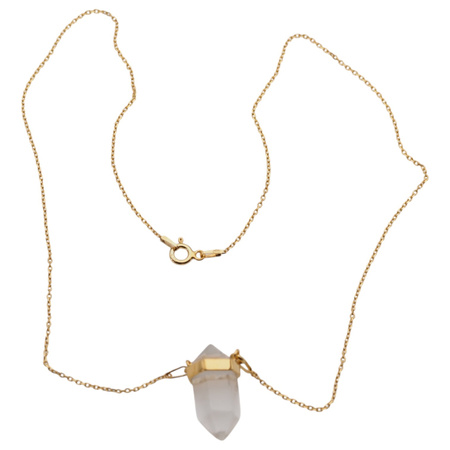 Naszyjnik - Kryształ Górski sopel w okuciu na łańcuszku złoconym