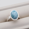 Pierścionek regulowany - owalny Larimar 13x9 mm w srebrze