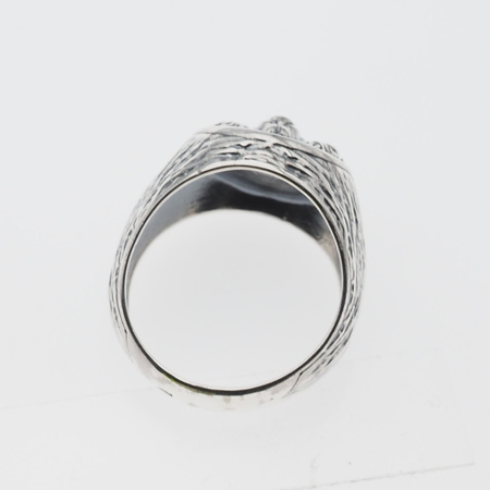 Sygnet lew - srebro oksydowane (rozmiar 17 lub 20)