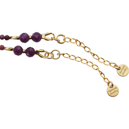 Bransoletka - rubin, złoty hematyt i srebro złocone