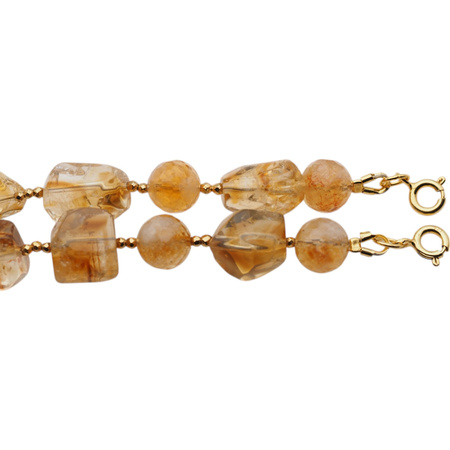 Naszyjnik - Cytryn, złoty hematyt i srebro złocone