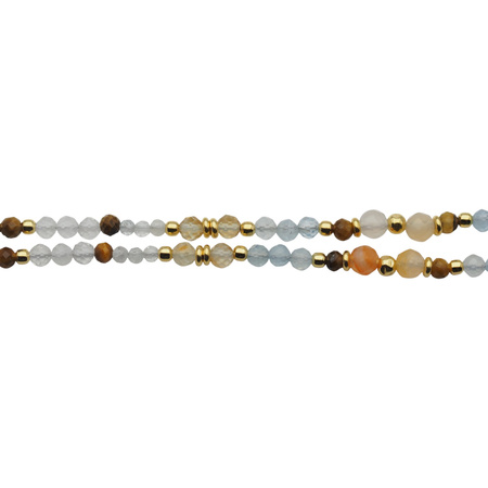 Bransoletka znak zodiaku bliźnięta - mix kamieni i srebro złocone