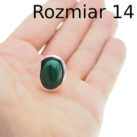 Pierścionek regulowany z owalnym Malachitem w srebrze.