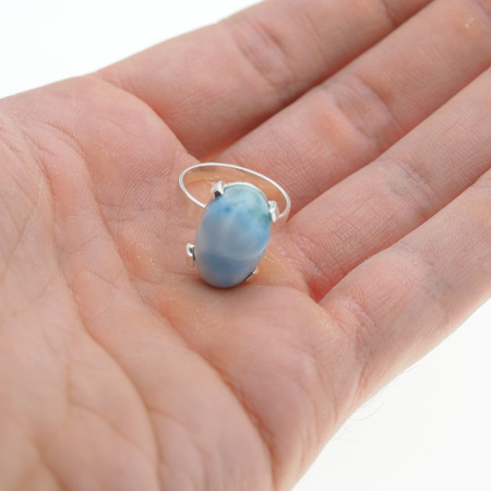 Pierścionek - owalny Larimar 17x11 mm w srebrze
