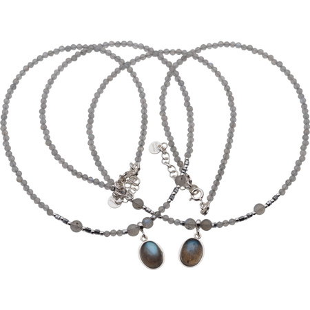 Naszyjnik z zawieszką - Labradoryt i srebro